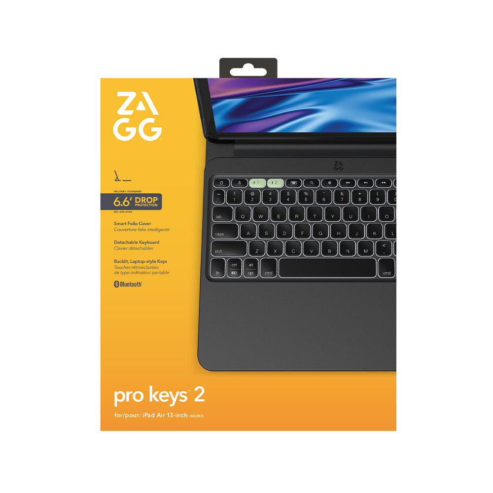 ZAGG Pro Keys 2 Keyboard Case for 13-inch iPad Air (M2/M3/M4) - Black