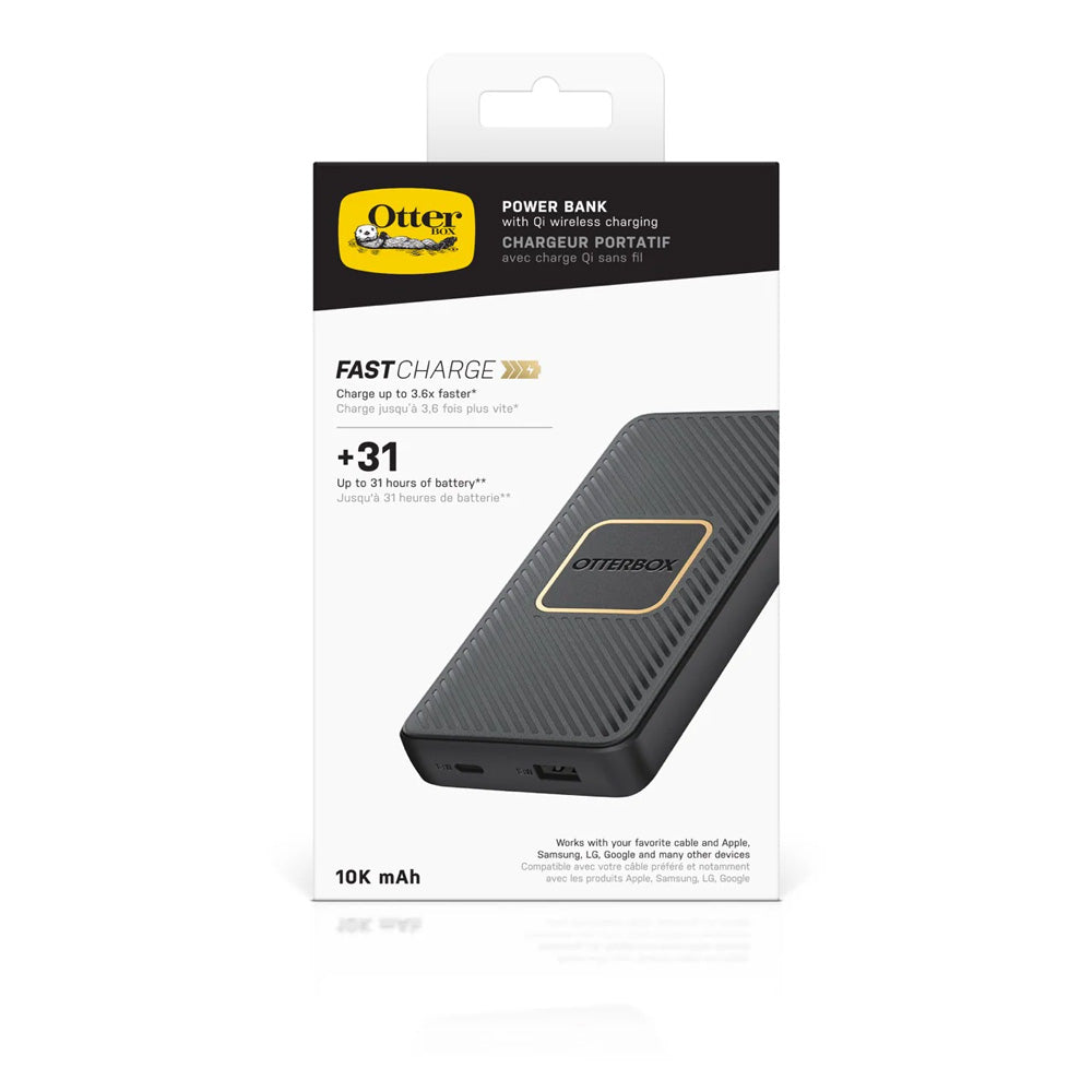 OtterBox Power Bank 10K mAh USB A & USB C 18W PD + Wireless 10W - Black