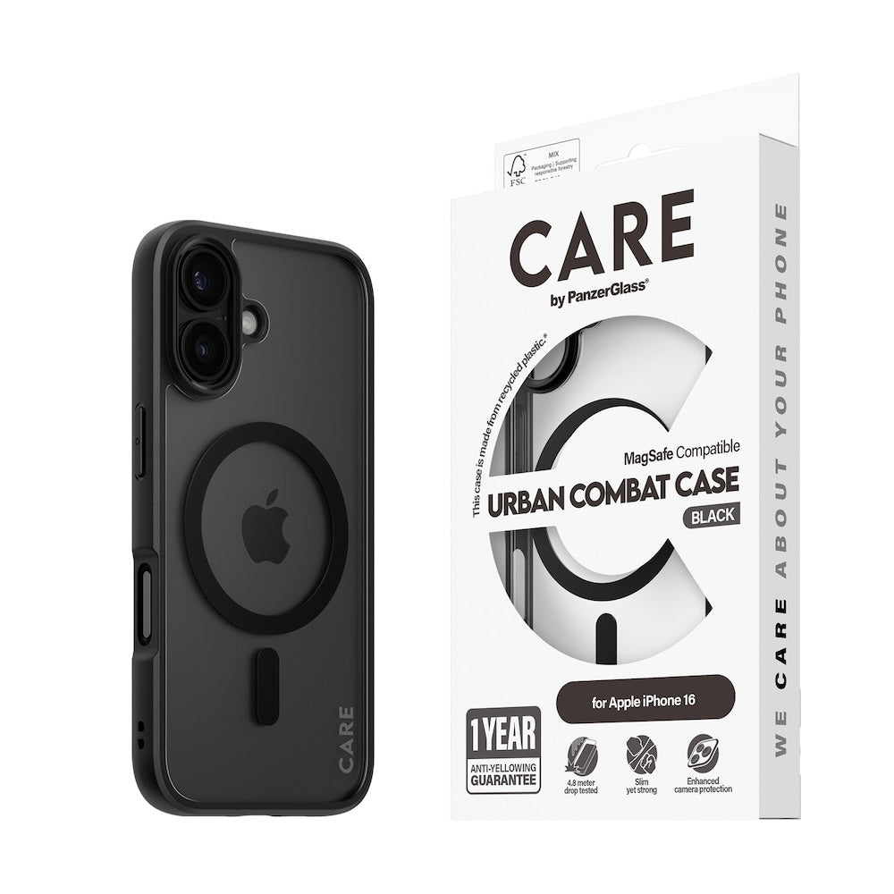 CARE by PanzerGlass Case Flagship Urban Combat Black MagSafe for iPhone 16