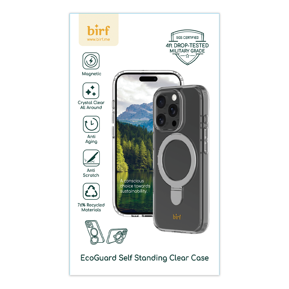 Birf iPhone 16 Pro Max Magsafe EcoGuard Self Standing Clear Case