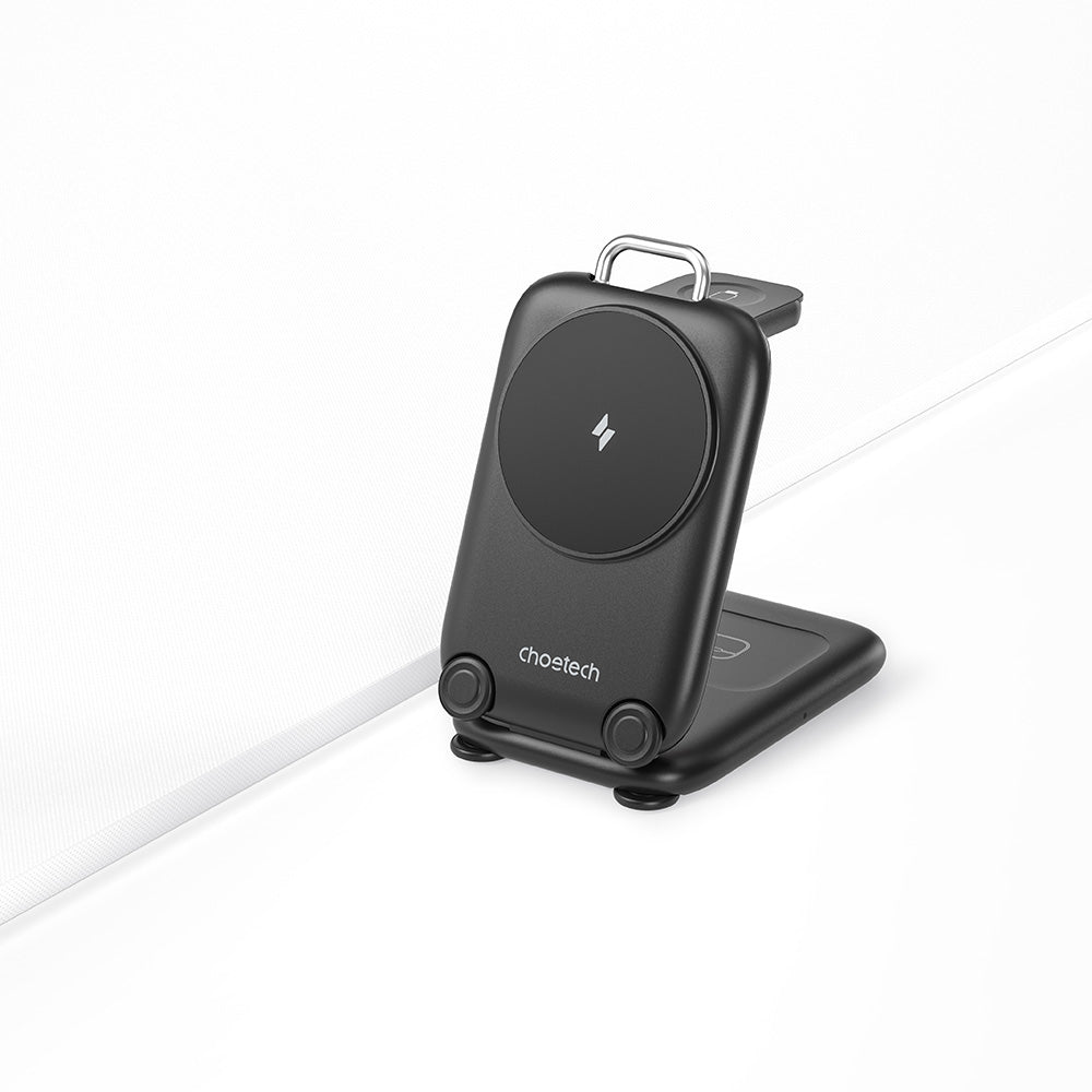 Choetech 3-in-1 Foldable and Portable Magnetic Wireless Charger - Black