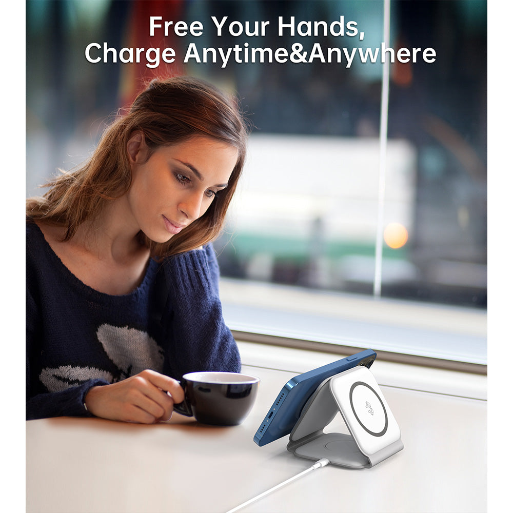Choetech 3 in 1 Foldable and Portable Magnetic Wireless Charger - White