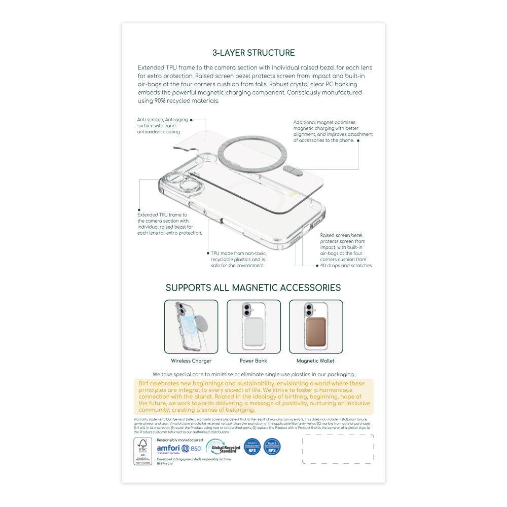 Birf iPhone 16 Plus MS EcoGuard Full Protect Clear Case