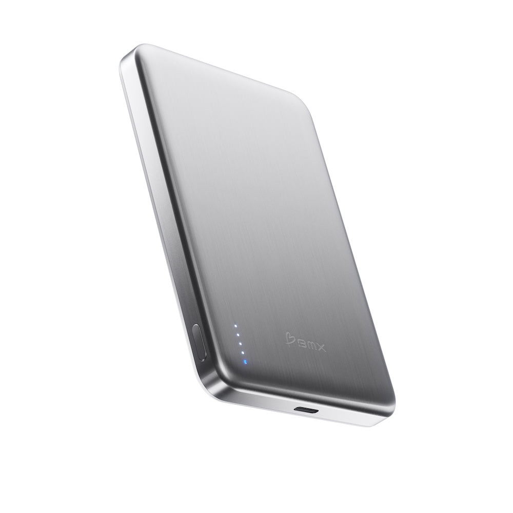 BMX 10000mAh Qi2.2 Solid State Air Power Bank Silver