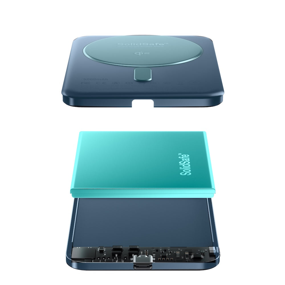 BMX SolidSafe Air 5000mAh Solid-State Qi2 Magnetic Power Bank Glacier