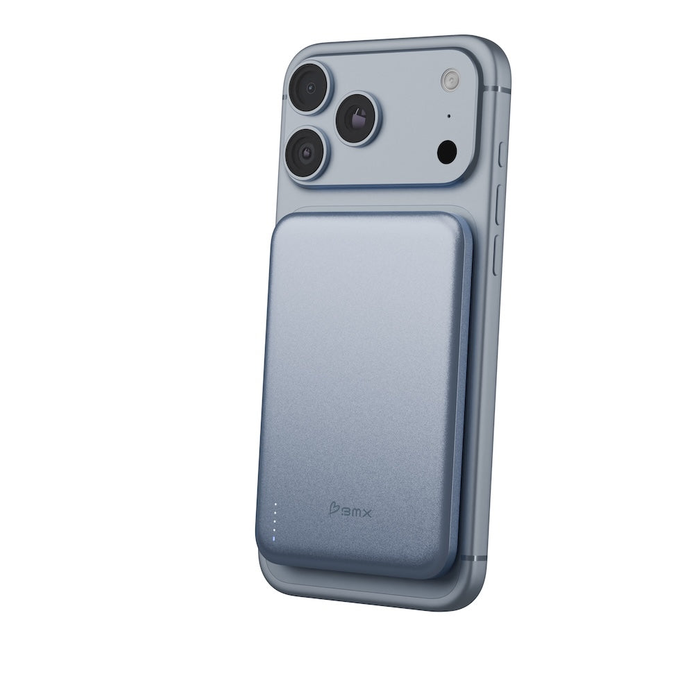 BMX SolidSafe Air 5000mAh Solid-State Qi2 Magnetic Power Bank Glacier