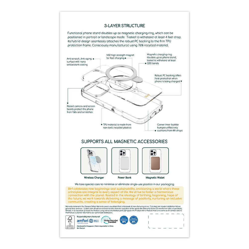 Birf iPhone 16 Pro Max Magsafe EcoGuard Self Standing Clear Case