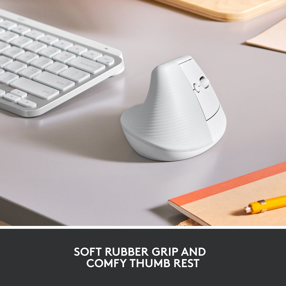 Logitech Lift Vertical Ergonomic Mouse - White
