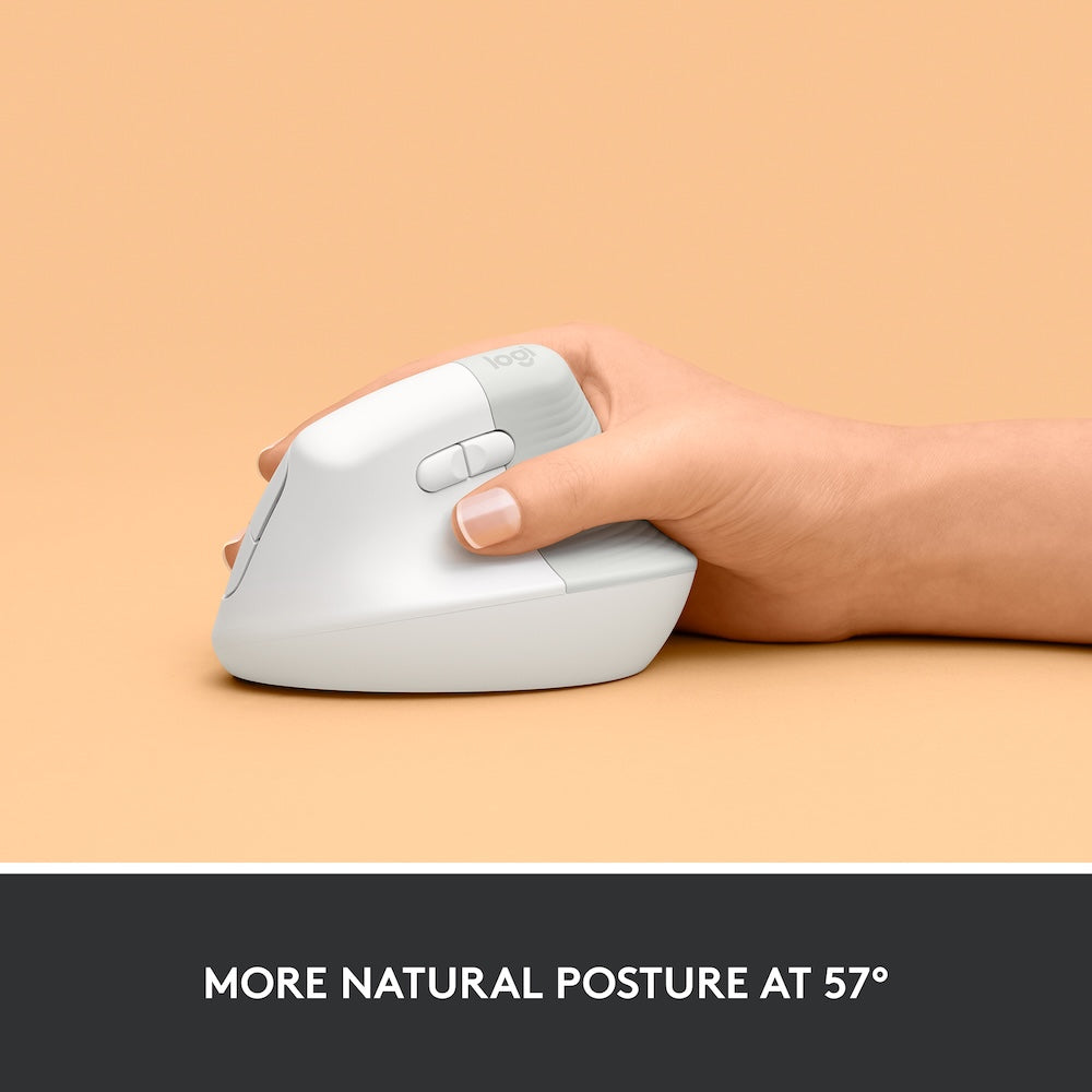 Logitech Lift Vertical Ergonomic Mouse - White