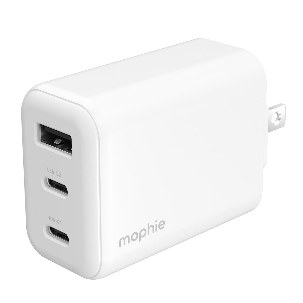 Mophie Essentials 70W GaN Wall Charger 3 with Travel Plugs - White