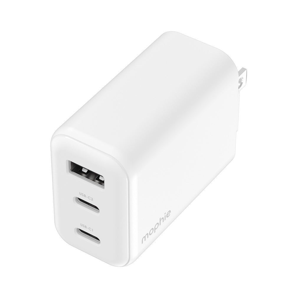 Mophie Essentials 70W GaN Wall Charger 3 with Travel Plugs - White