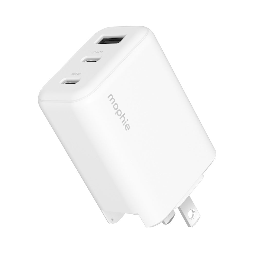Mophie Essentials 70W GaN Wall Charger 3 with Travel Plugs - White