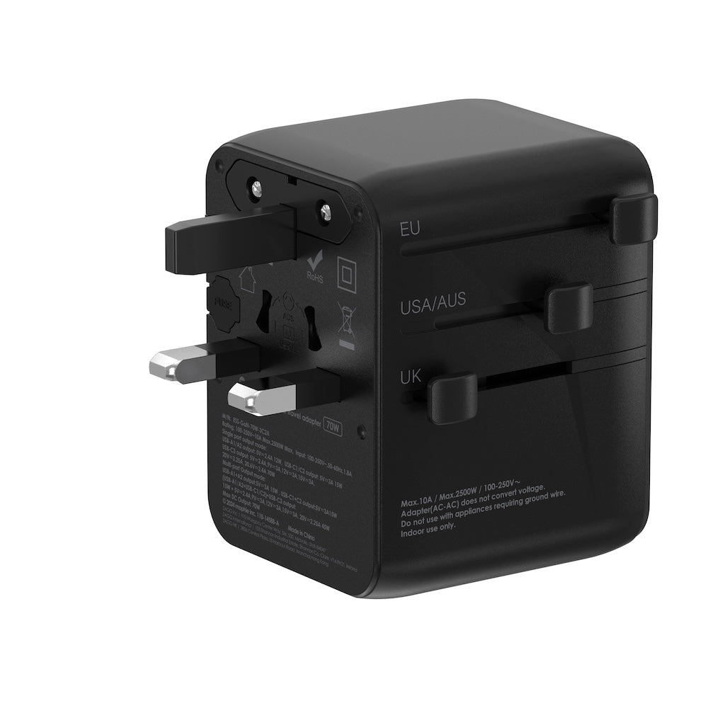 Mophie Essentials 70W GaN 5 Ports + AC Travel Adapter - Black