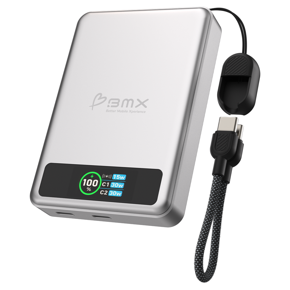 BMX 10000 mAh Magnetic Solid State Power Bank Silver