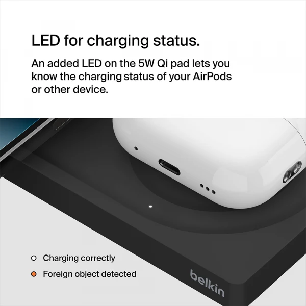 Belkin BoostCharge Pro 2-in-1 Wireless Charging Pad with MagSafe 15W - Black