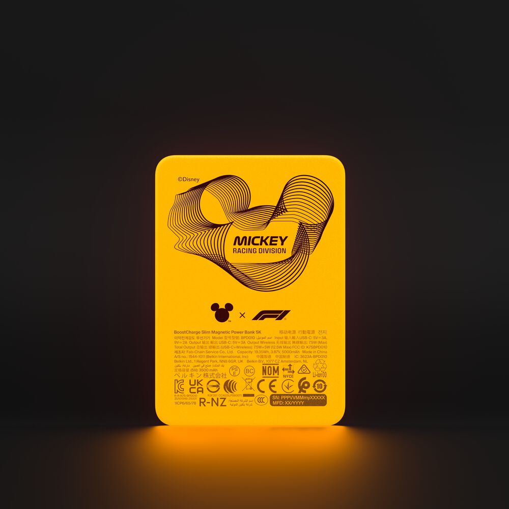 Belkin F1 BoostCharge 5000mAh Slim Magnetic Power Bank Disney Yellow