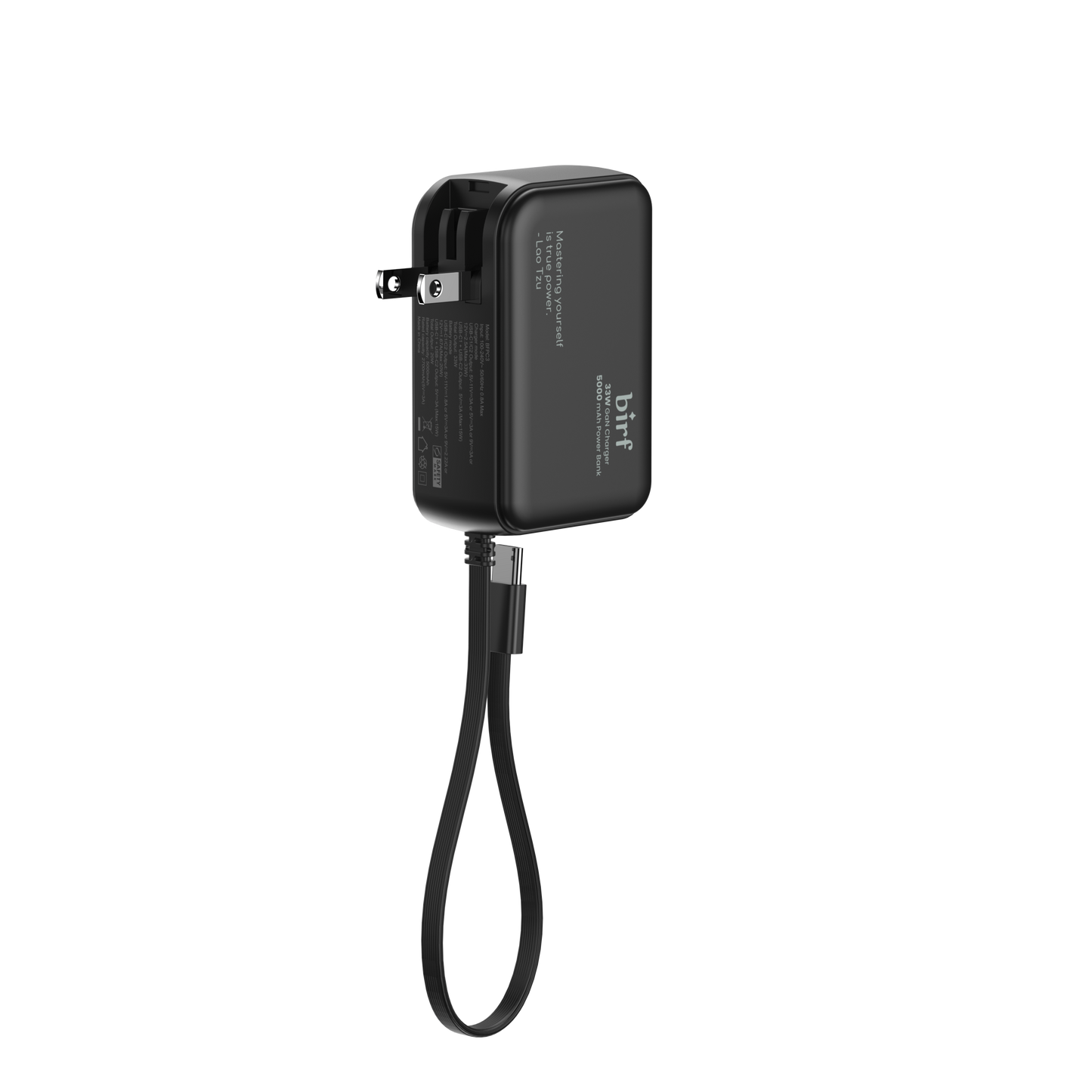 Birf Hybrid 5000mAh Power Bank 33W Travel Charger - Black