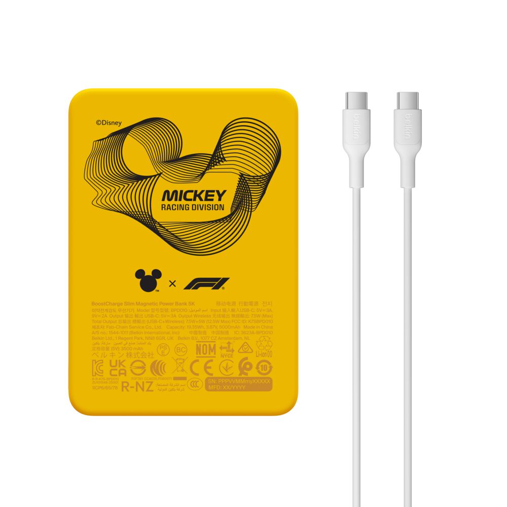 Belkin F1 BoostCharge 5000mAh Slim Magnetic Power Bank Disney Yellow