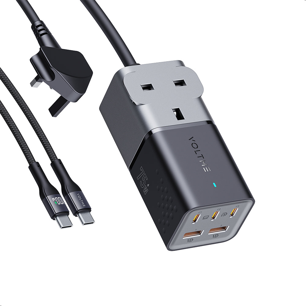 Voltme Vito 75 Extravel 75W 2A3C Travel Adapter with Built In AC Outlet