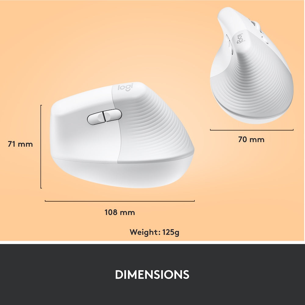 Logitech Lift Vertical Ergonomic Mouse - White
