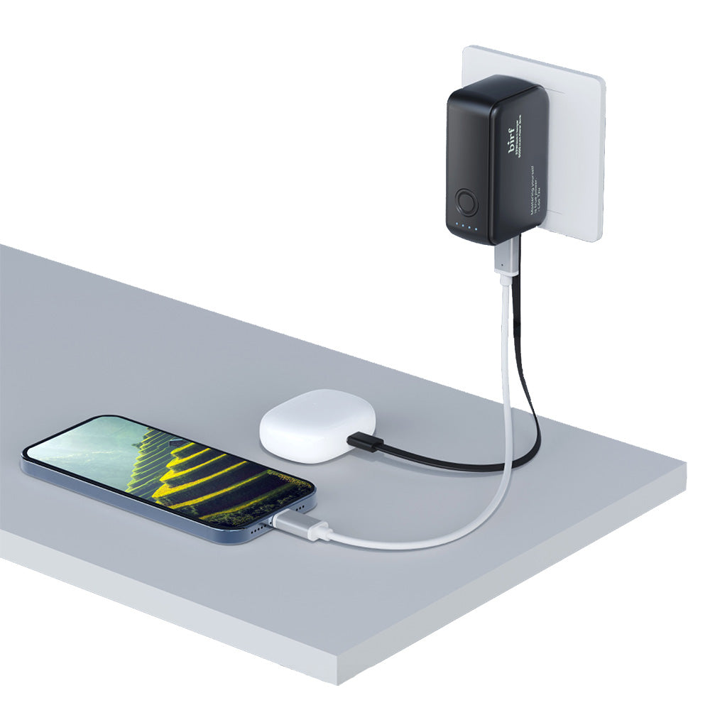 Birf Hybrid 5000mAh Power Bank 33W Travel Charger - Black