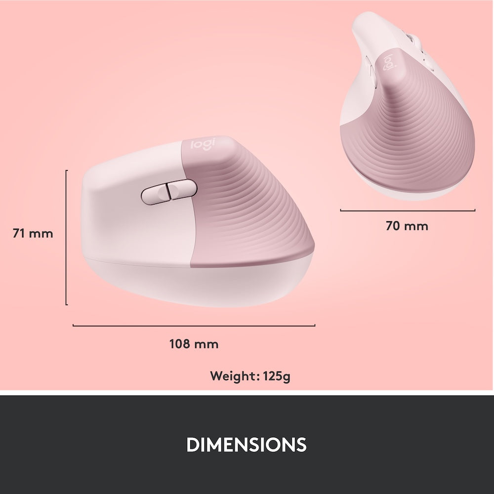 Logitech Lift Vertical Ergonomic Mouse - Rose