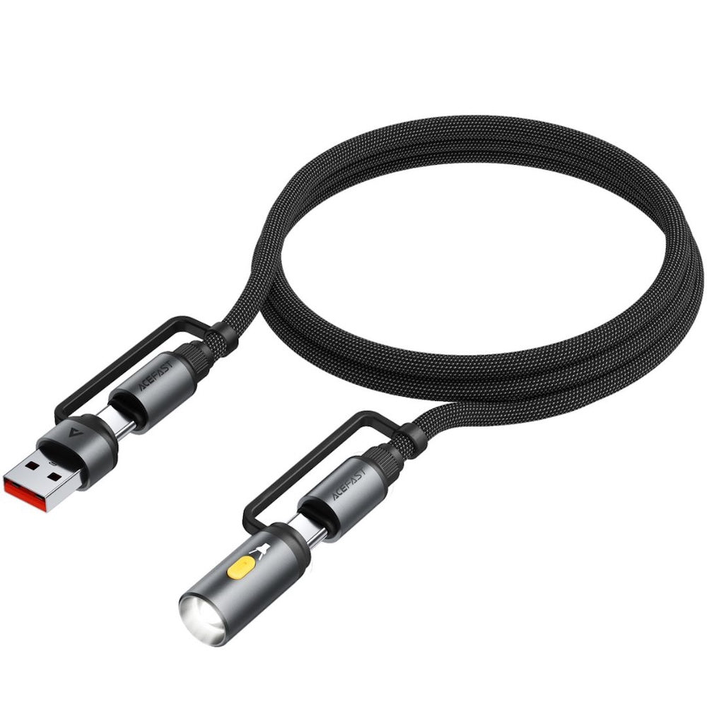 ACEFAST Charging Data Cable J5 USB-C to USB-A/LED Light - Black