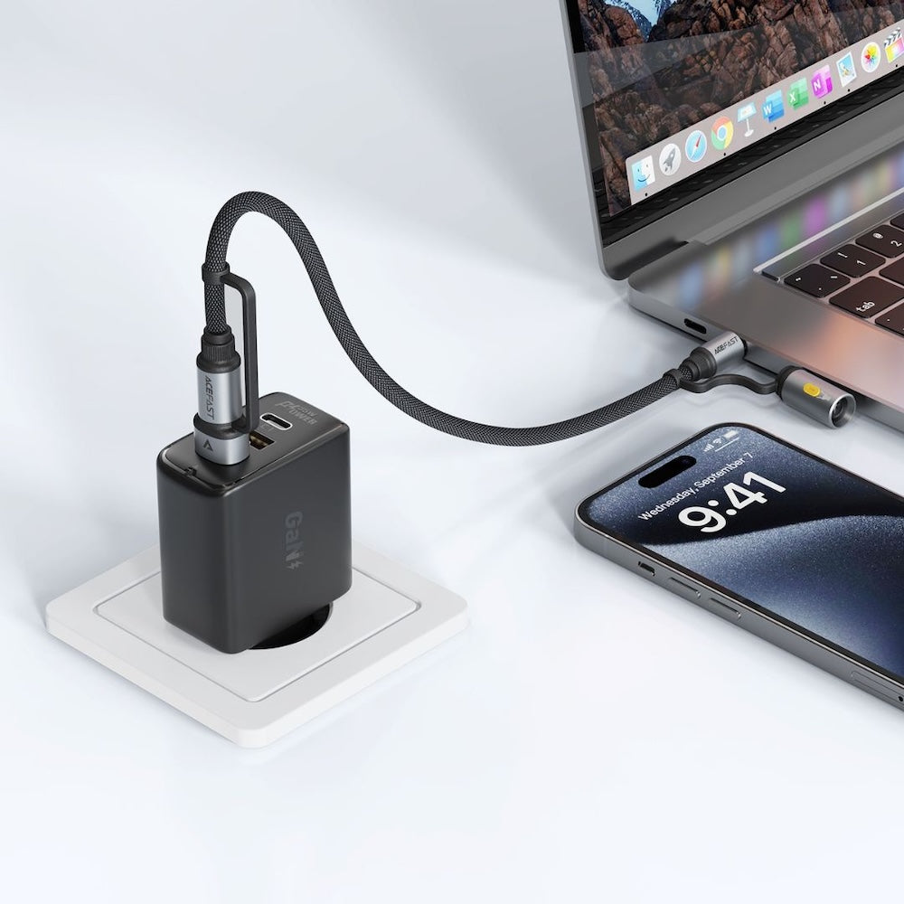 ACEFAST Charging Data Cable J5 USB-C to USB-A/LED Light - Black