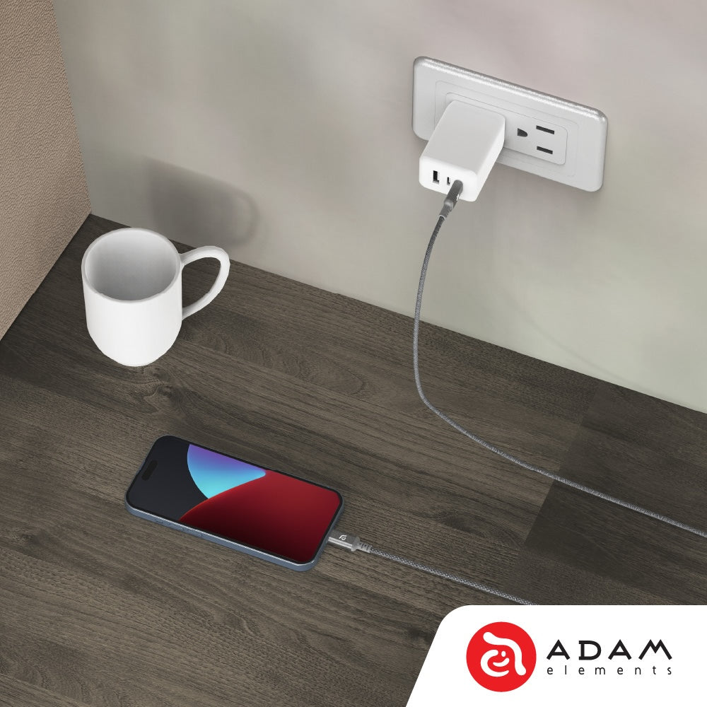 Adam Elements CASA S120 USB-C to USB-C 60W Charging Cable 120cm Grey