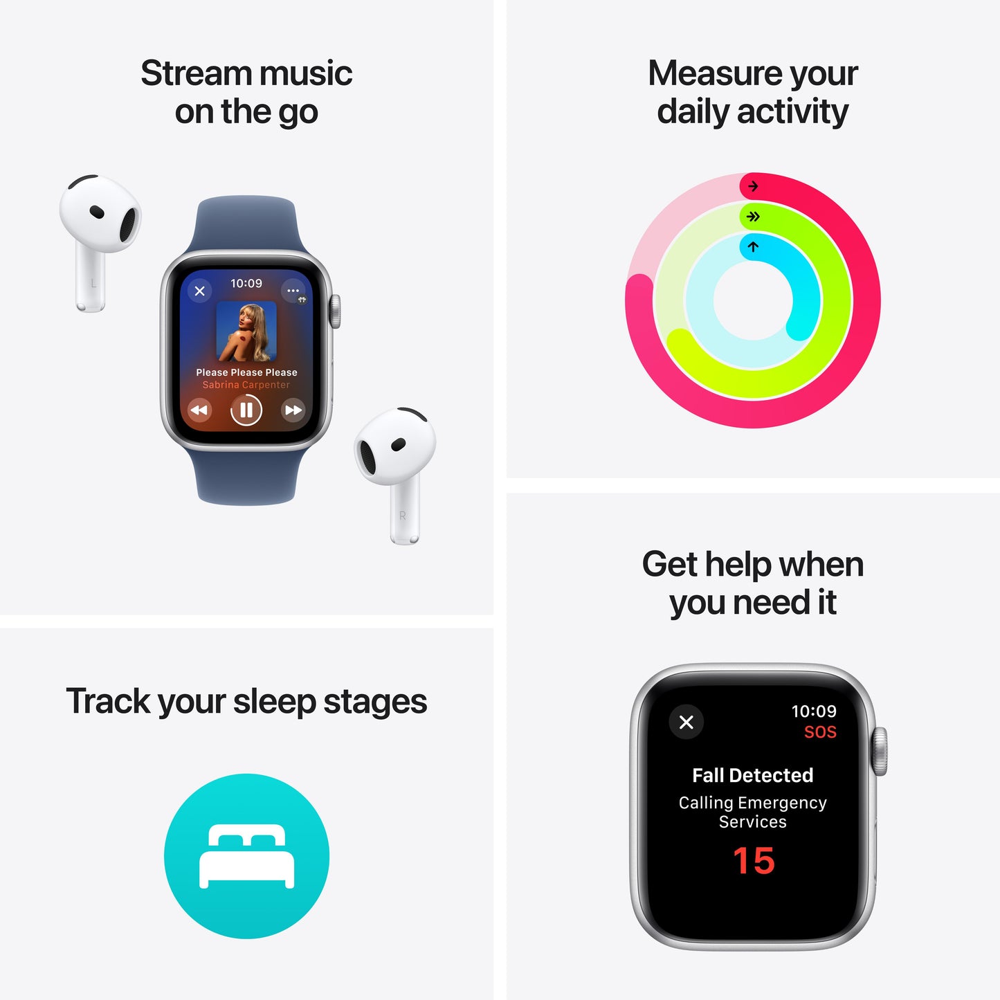 Apple Watch SE GPS + Cellular 44mm Starlight Aluminium Case with Starlight Sport Band - M/L