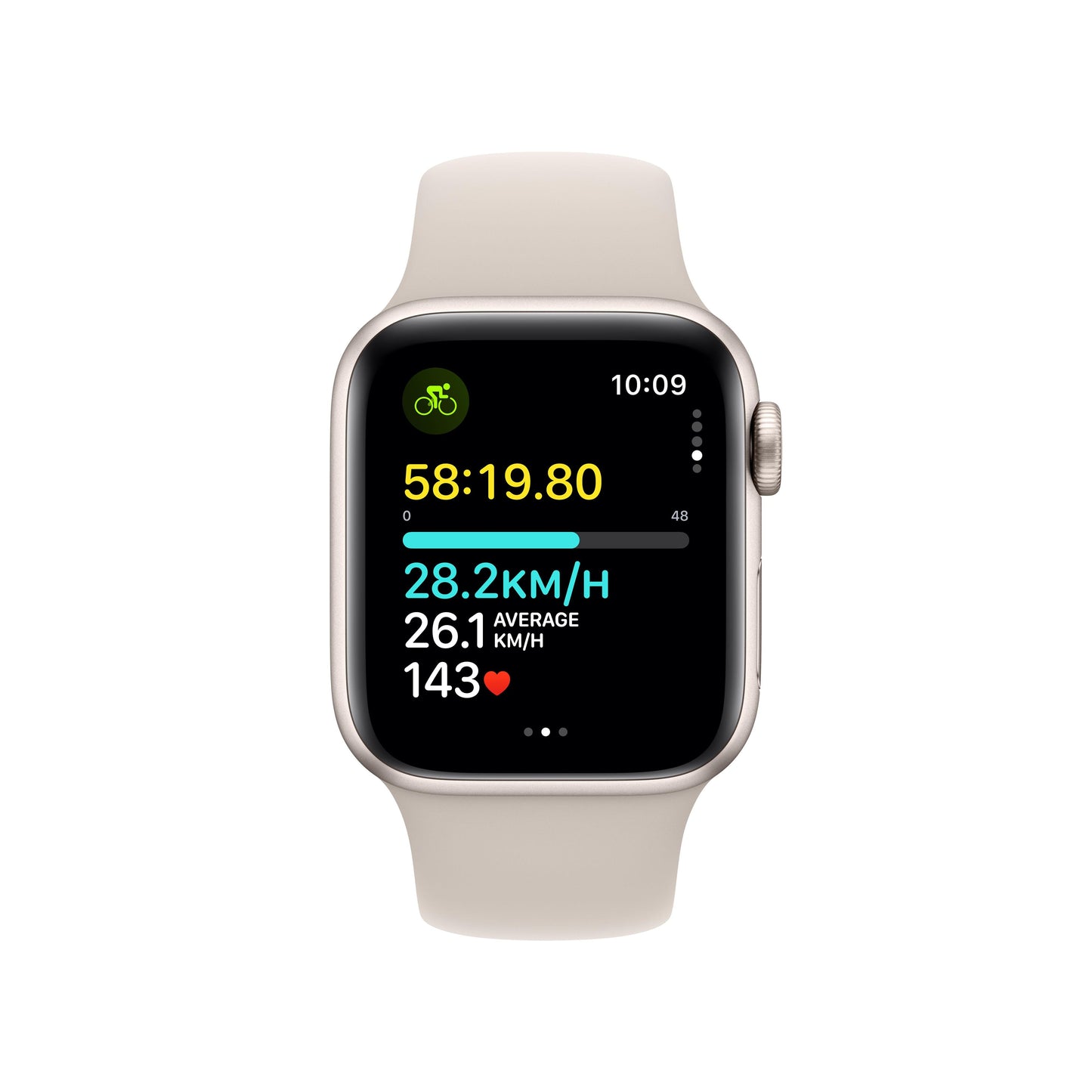 Apple Watch SE (2023) GPS 40mm Starlight Alum Case w/ Starlight Sport Band - S/M