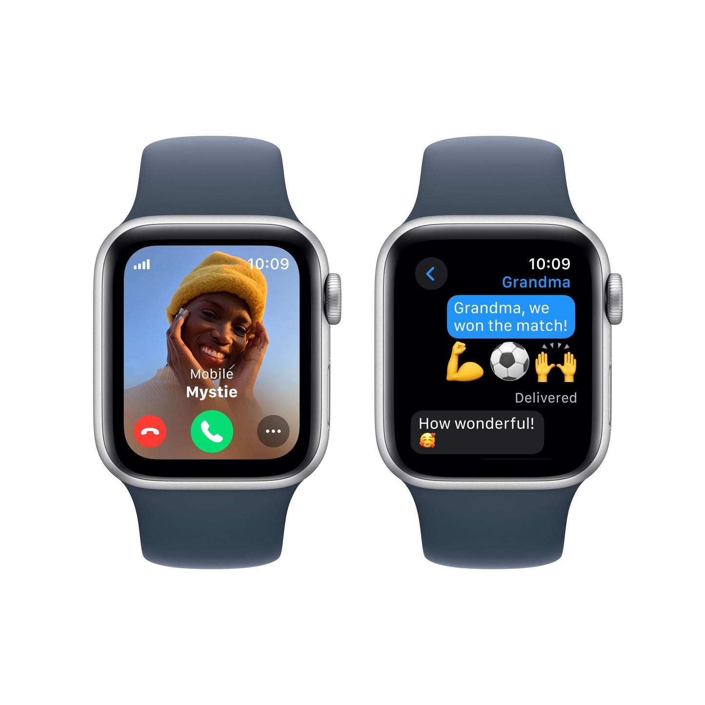 Apple Watch SE (2023) GPS + Cellular 40mm Silver Alum Case w/ Storm Blue Sport Band - M/L