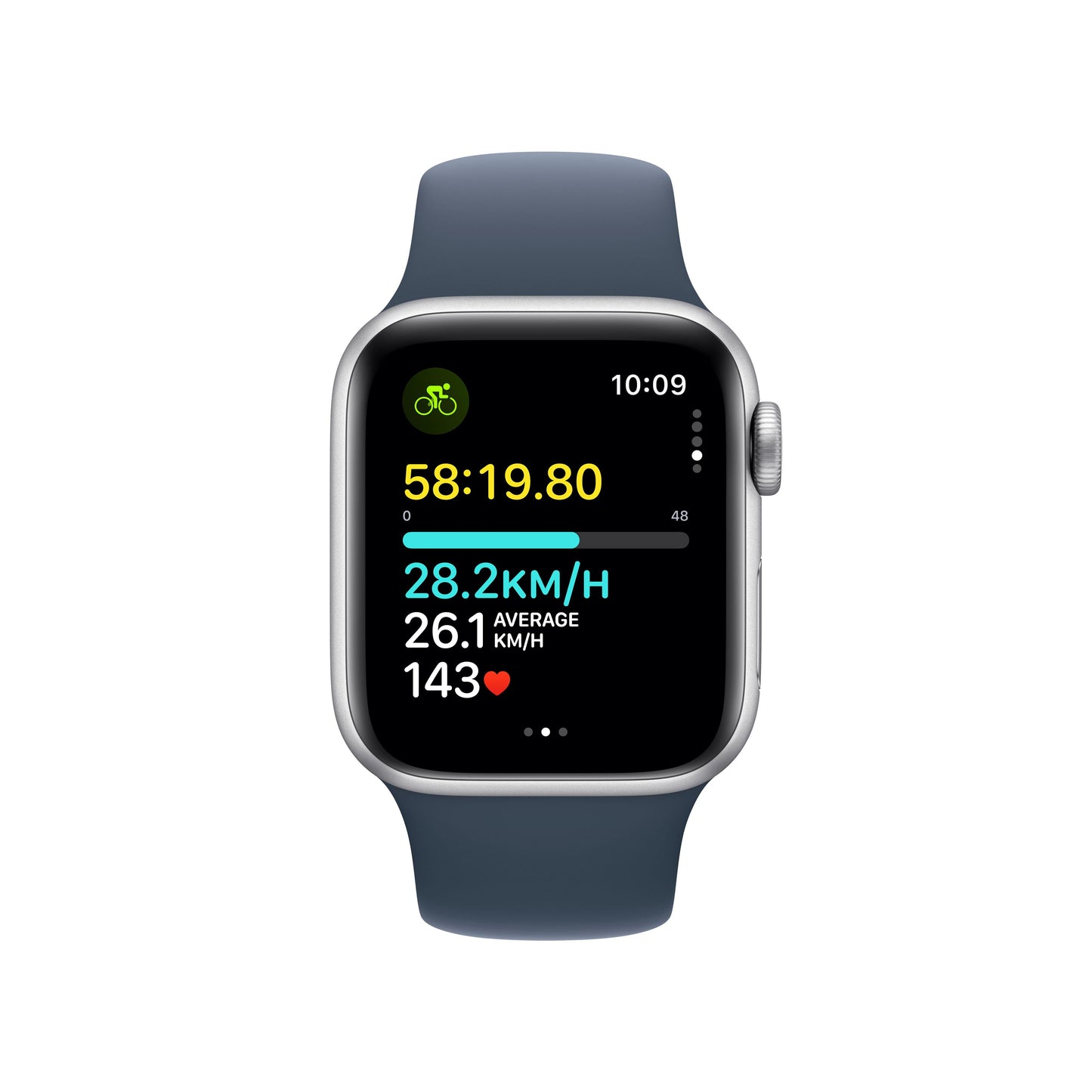Apple Watch SE (2023) GPS + Cellular 40mm Silver Alum Case w/ Storm Blue Sport Band - M/L