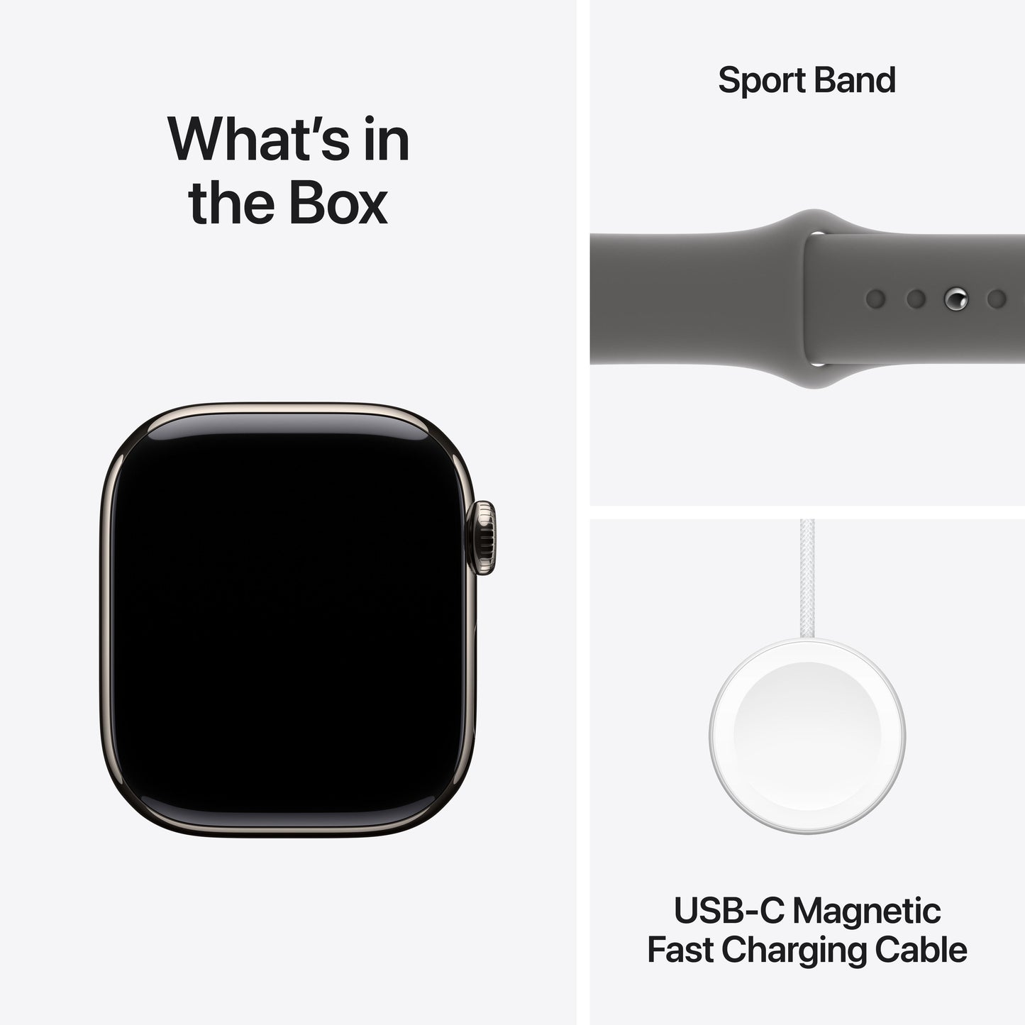 Apple Watch Series 10 GPS + Cellular 42mm Natural Titanium Case with Stone Grey Sport Band - S/M