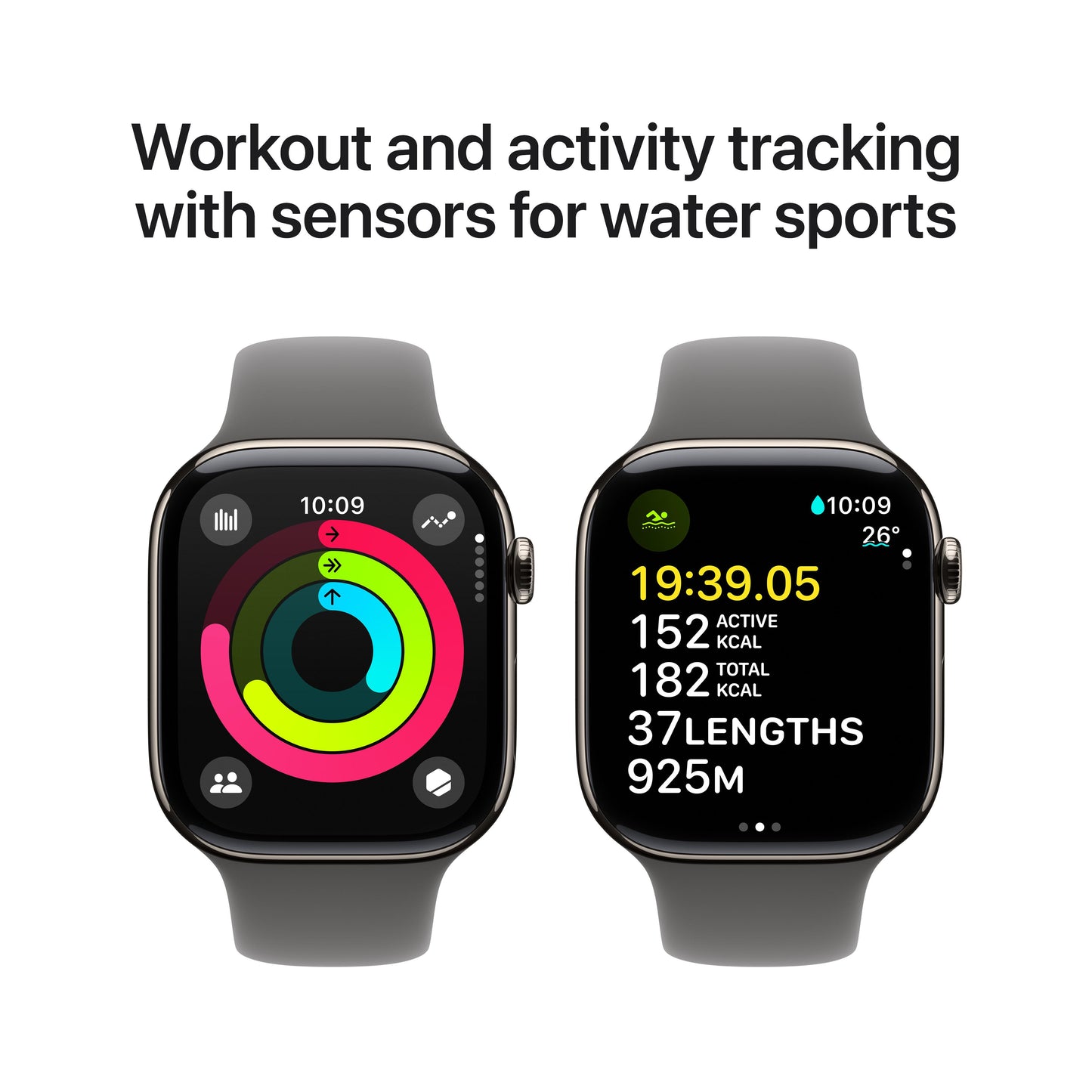 Apple Watch Series 10 GPS + Cellular 46mm Natural Titanium Case with Stone Grey Sport Band - M/L