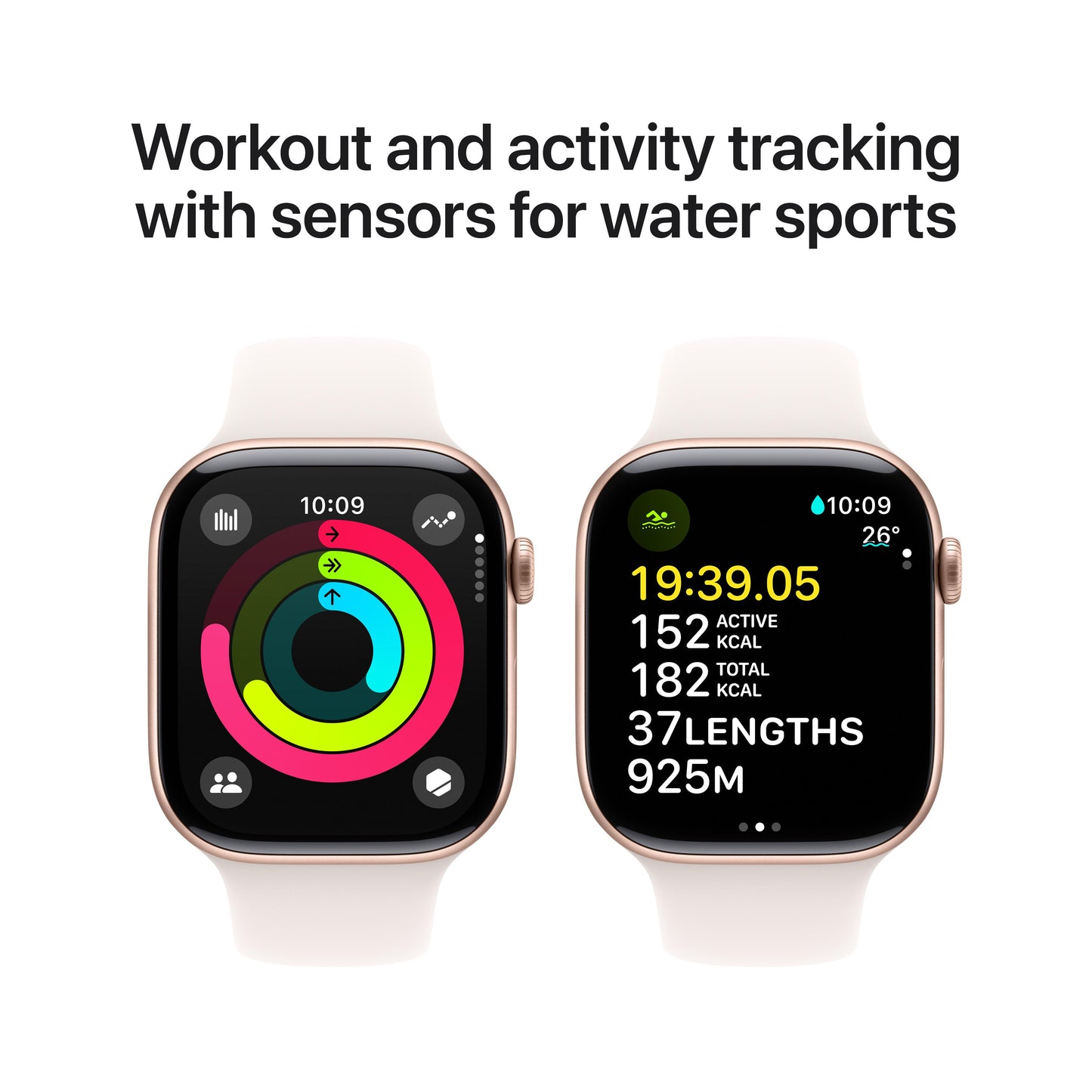 Apple Watch Series 10 GPS + Cellular 46mm Rose Gold Aluminium Case with Light Blush Sport Band - M/L