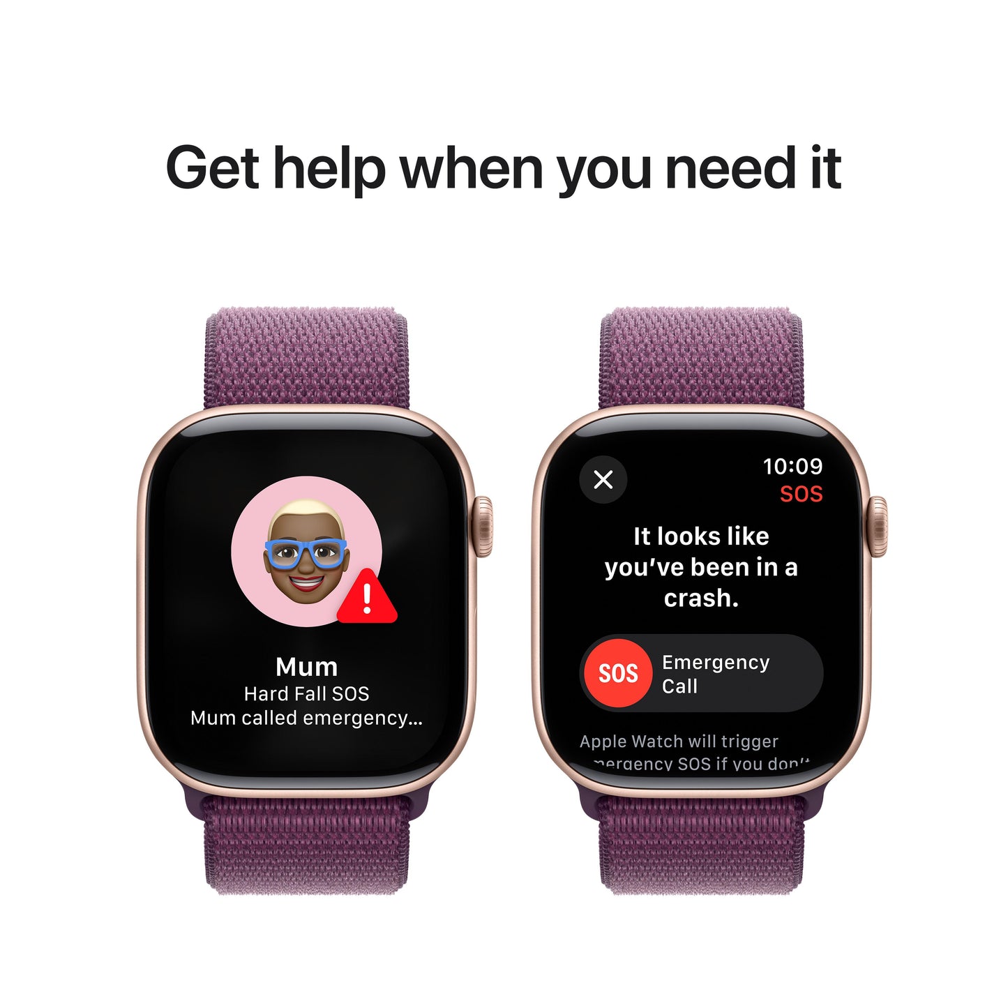 Apple Watch Series 10 GPS + Cellular 46mm Rose Gold Aluminium Case with Plum Sport Loop
