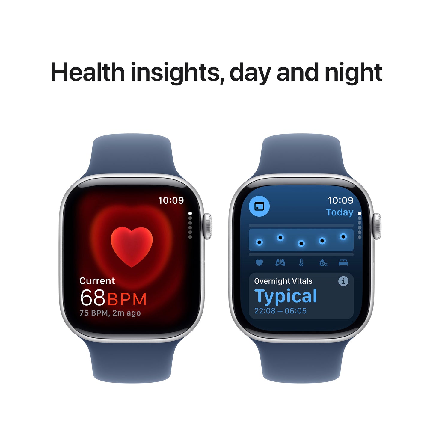 Apple Watch Series 10 GPS + Cellular 46mm Silver Aluminium Case with Denim Sport Band - S/M