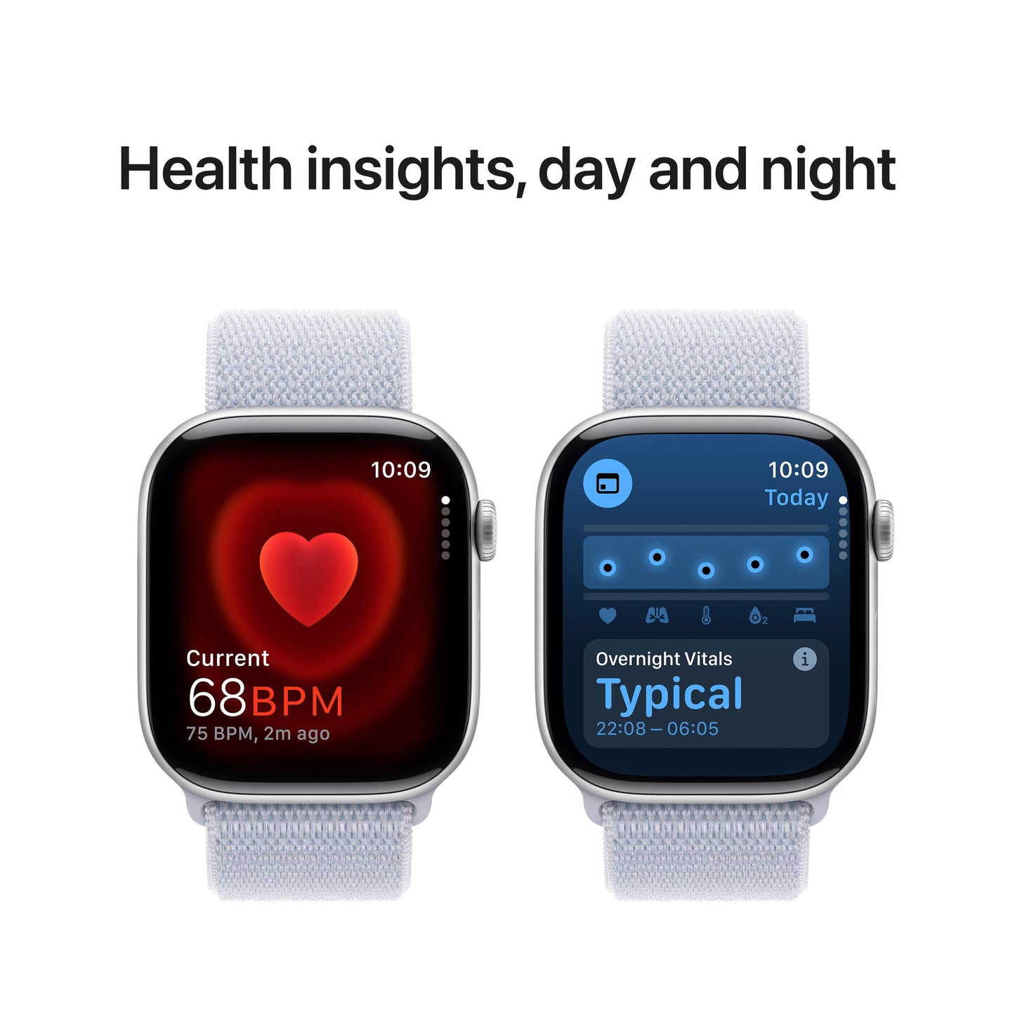 Apple Watch Series 10 GPS + Cellular 46mm Silver Aluminium Case with Blue Cloud Sport Loop