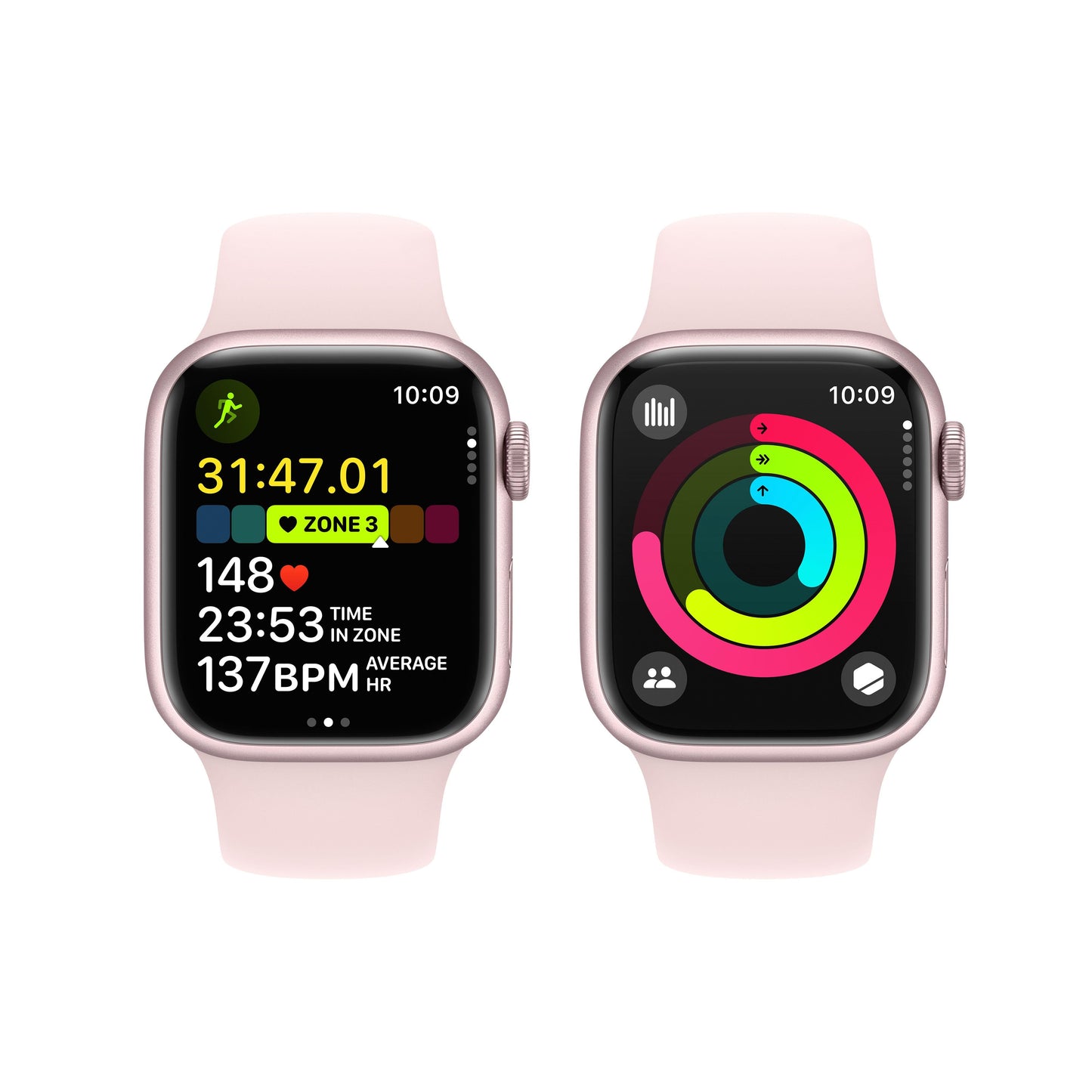 Apple Watch Series 9 GPS 41mm Pink Alum Case w/ Light Pink Sport Band - M/L