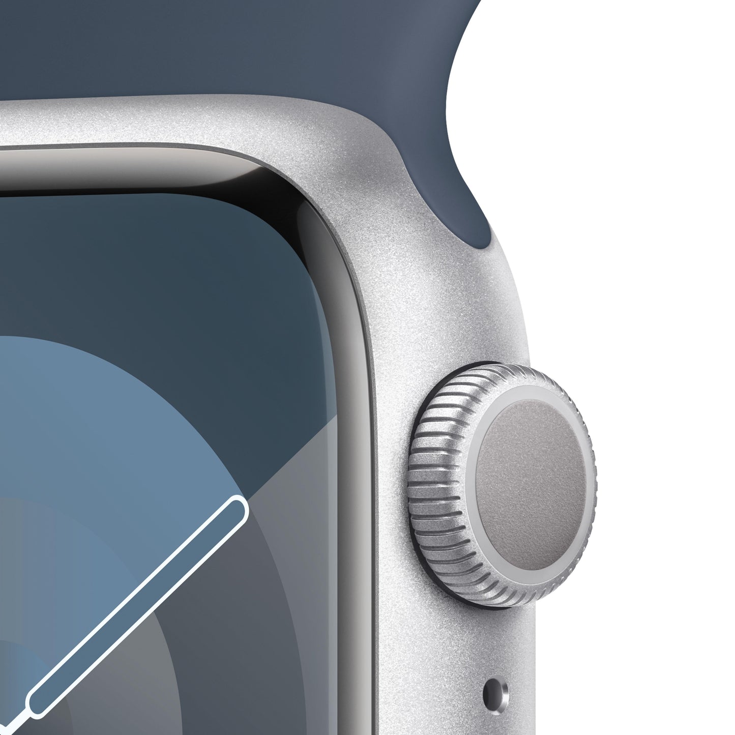 Apple Watch Series 9 GPS 41mm Silver Alum Case w/ Storm Blue Sport Band - M/L