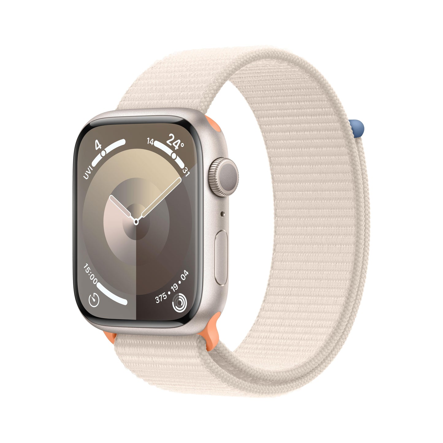 Apple Watch Series 9 GPS 45mm Starlight Alum Case w/ Starlight Sport Loop