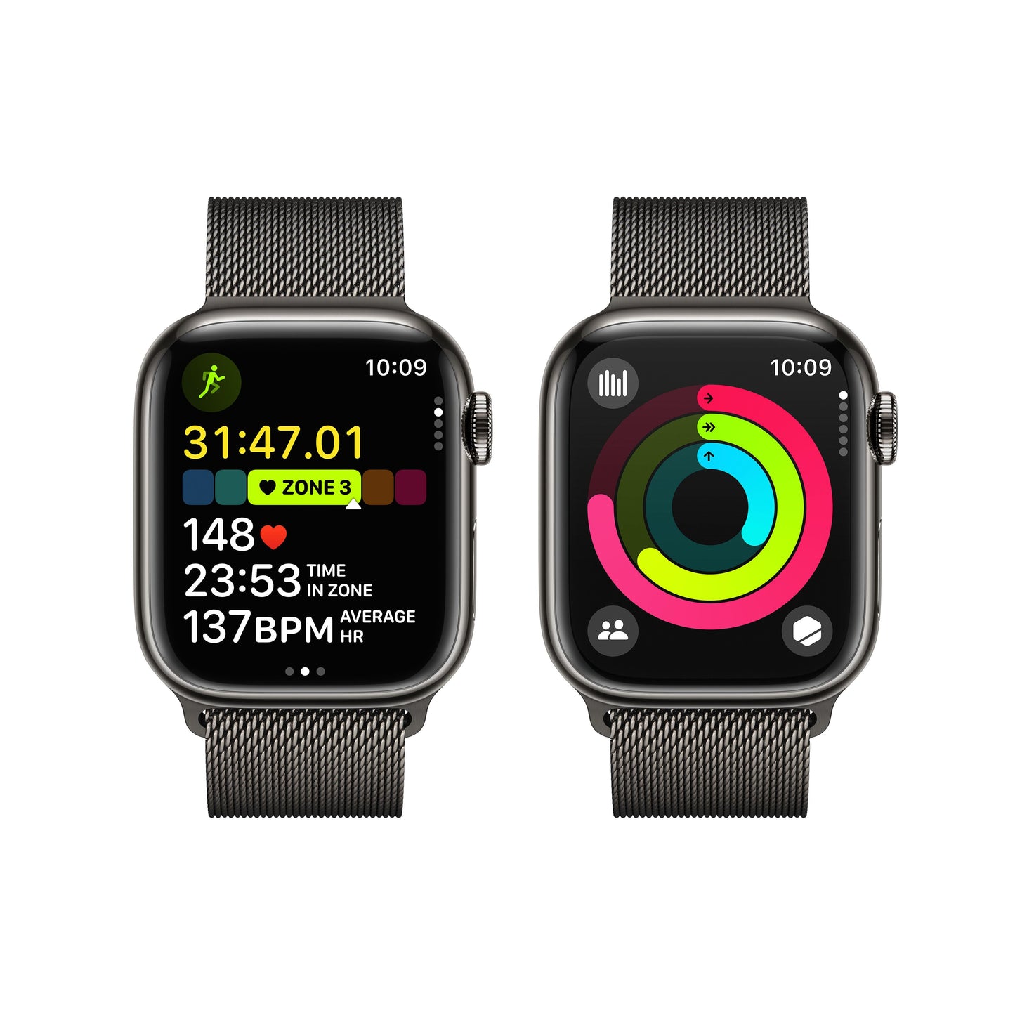 Apple Watch Series 9 GPS + Cellular 41mm Graphite S.Steel Case w/ Graphite Milanese Loop