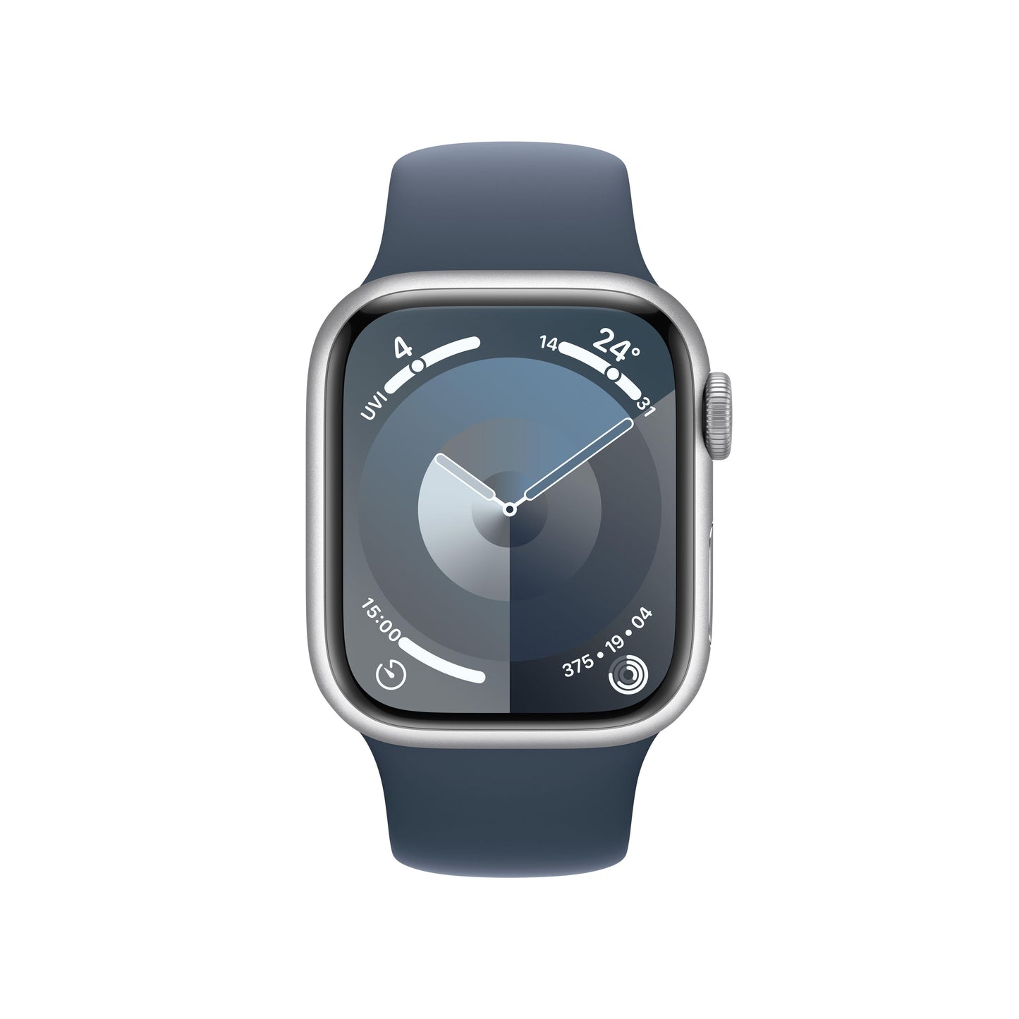 Apple Watch Series 9 GPS + Cellular 41mm Silver Alum Case w/ Storm Blue Sport Band - M/L