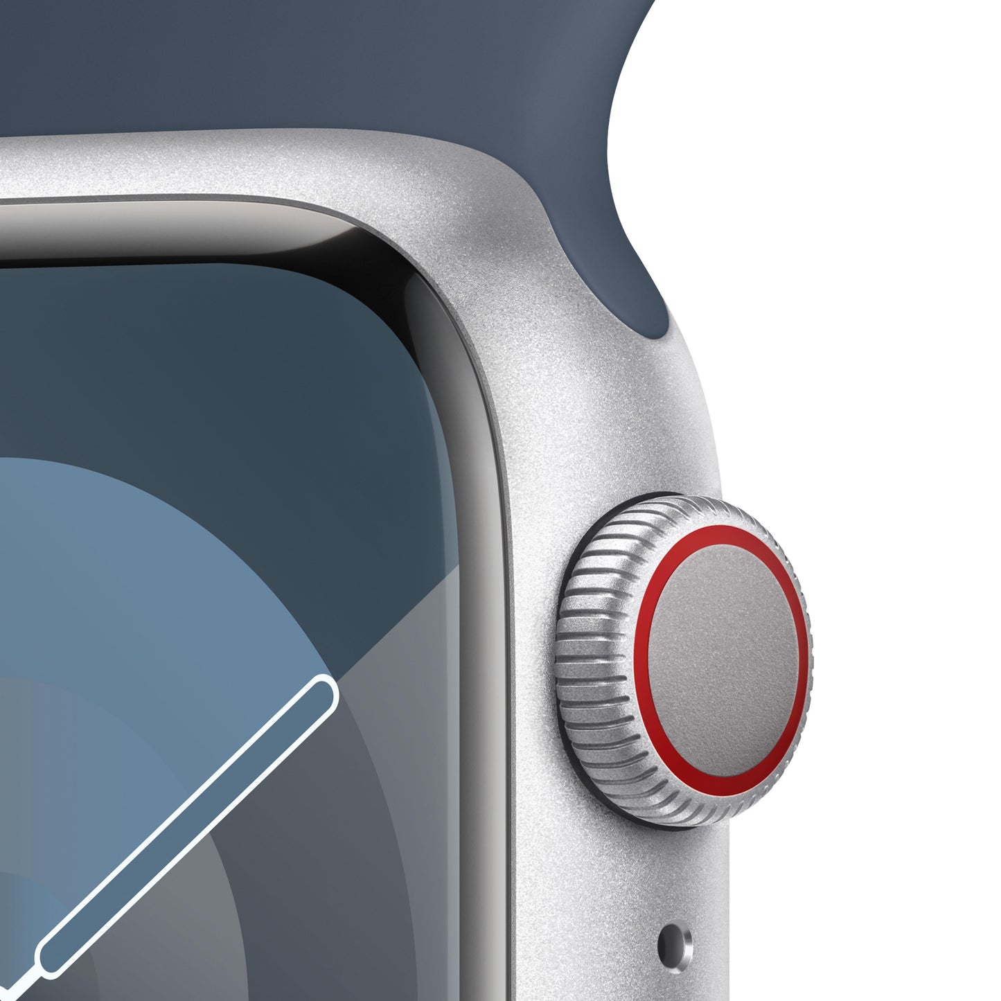 Apple Watch Series 9 GPS + Cellular 41mm Silver Alum Case w/ Storm Blue Sport Band - M/L