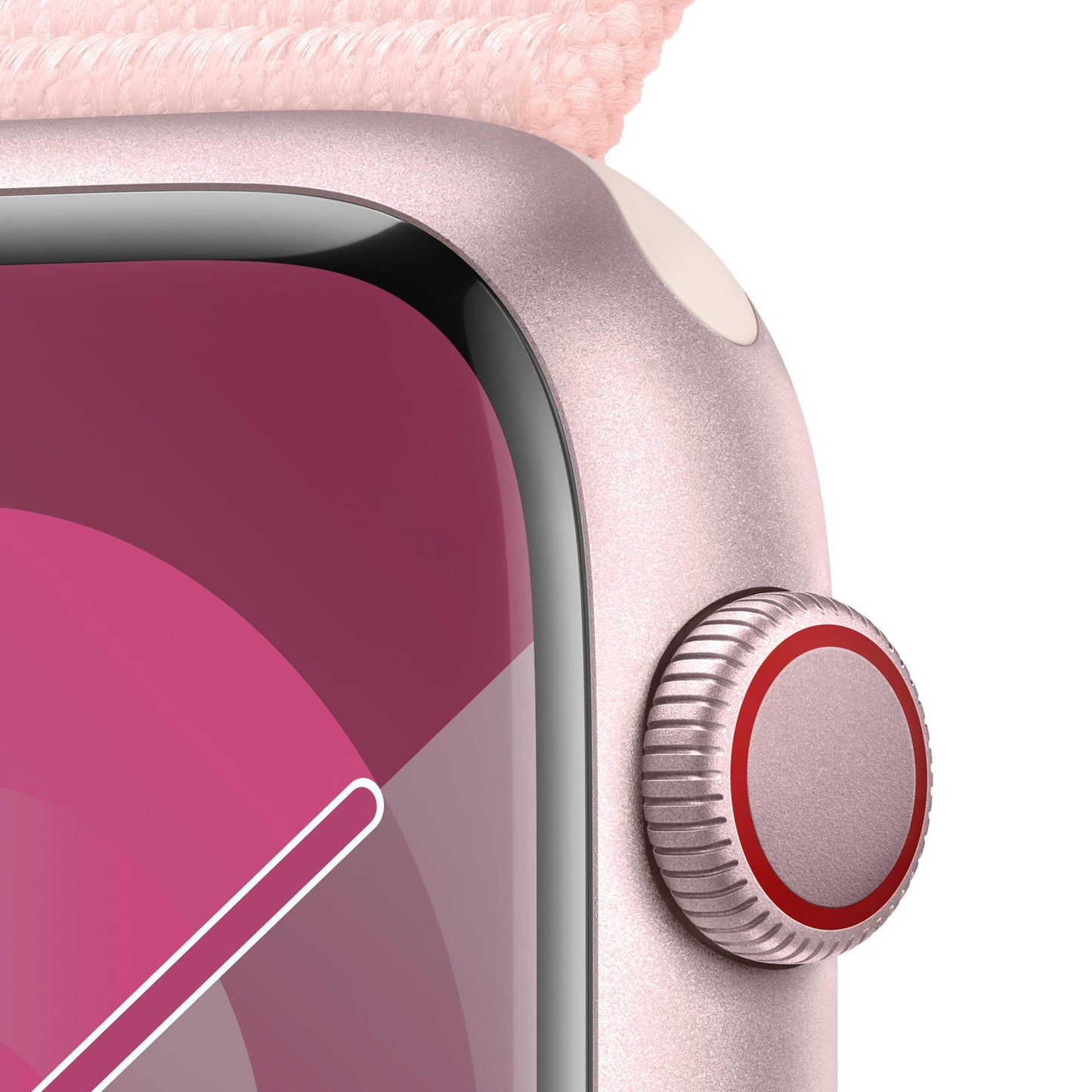 Apple Watch Series 9 GPS + Cellular 45mm Pink Alum Case w/ Light Pink Sport Loop