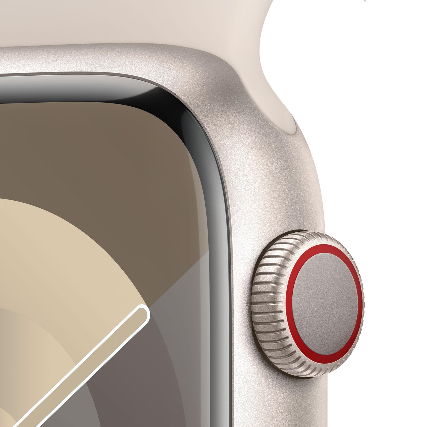 Apple Watch Series 9 GPS + Cellular 45mm Starlight Alum Case w/ Starlight Sport Band - S/M