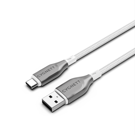 Cygnett Armoured USB-C To USB-A (USB 2.0) Cable - White 2m