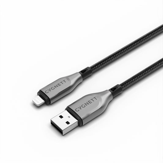 Cygnett Armoured Lightning To USB-A Cable - Black 2m