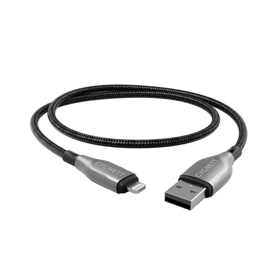 Cygnett Armoured Lightning To USB-A Cable - Black 1m